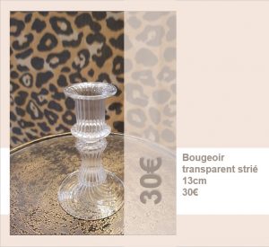 Bougeoir transparent strié 13cm Alya Tannous