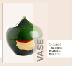 VASE OIGNON EN PORCELAINE EMAILLEE ET DOREE