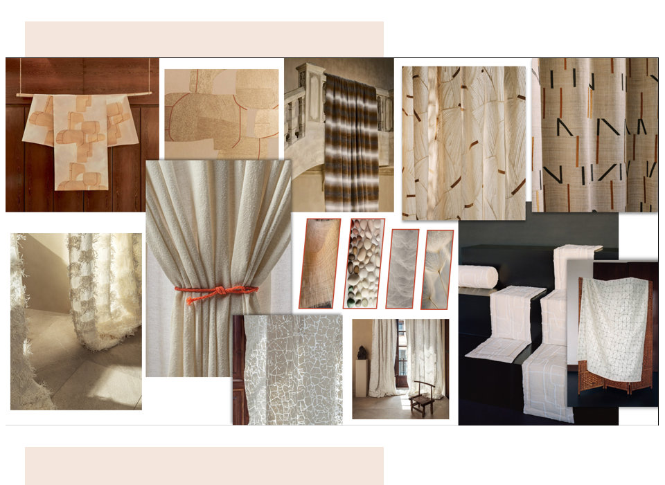 rattan, paper, raw silk aesthetic