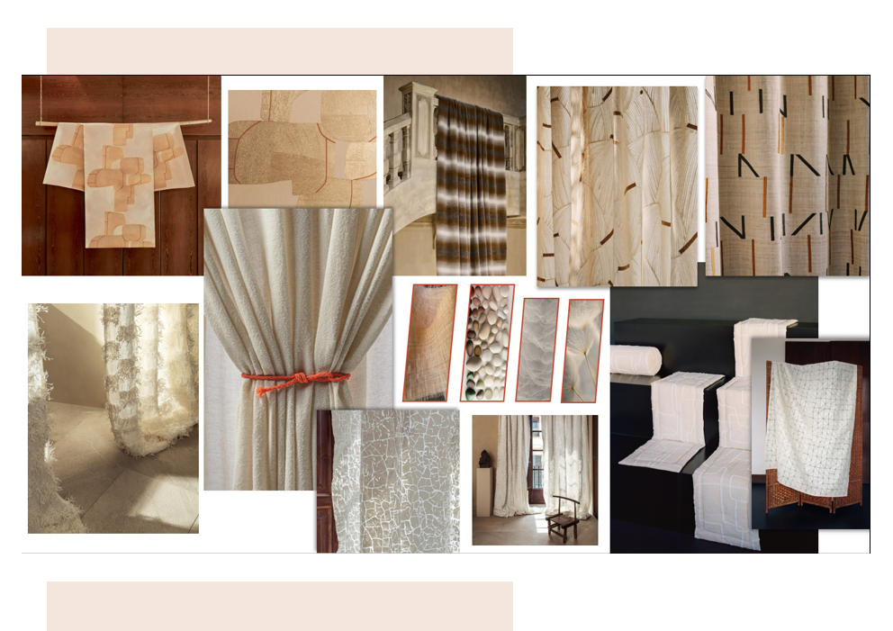 rattan, paper, raw silk aesthetic